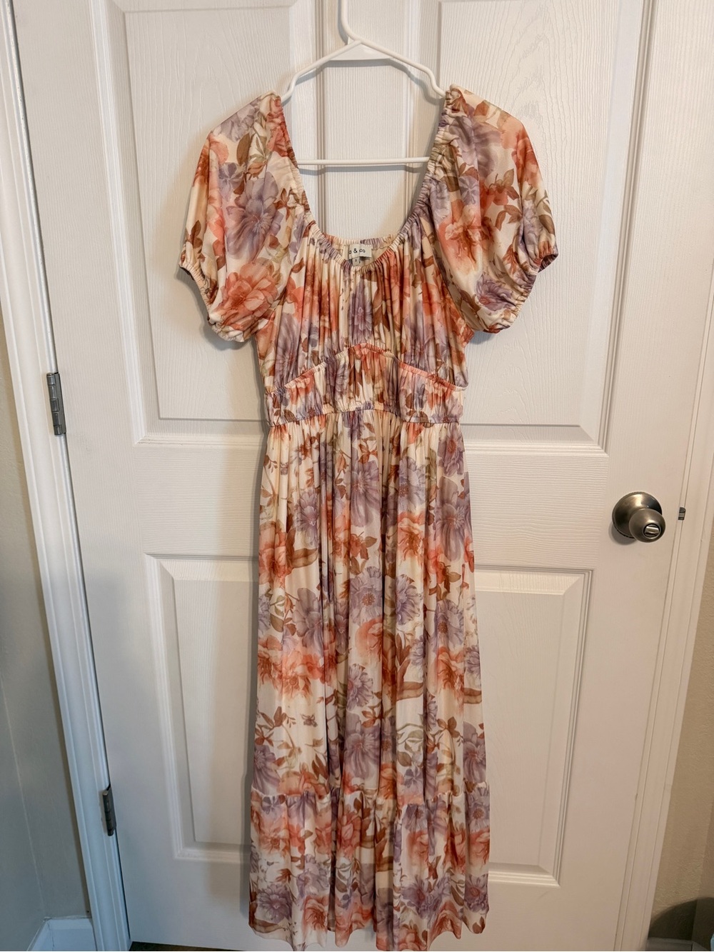 La & Co Floral Puff Sleeve Maxi Dress Size Small Wedding Guest
